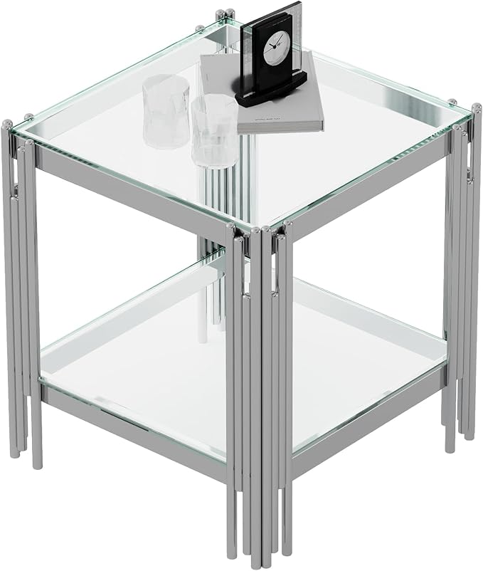 End Table-clear & Silver