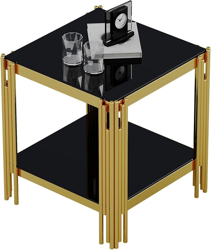 Black Glass End Table