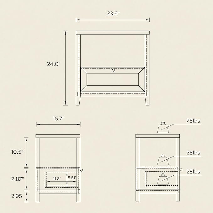 1 Drawer/Light Oak