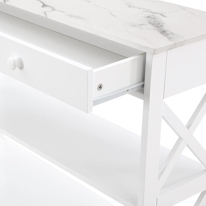 White Faux Marble/White