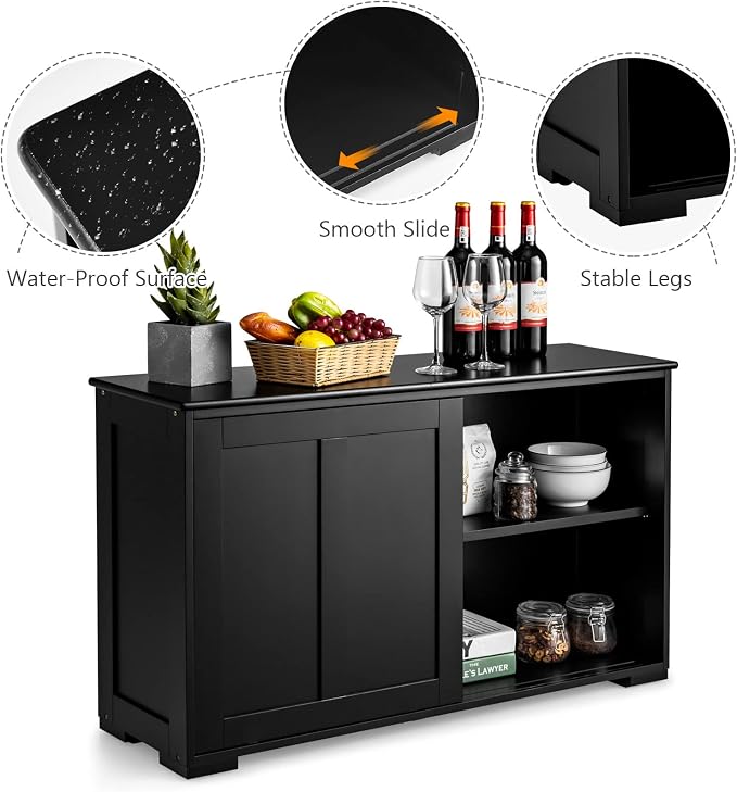 Black/Wooden Sliding Door