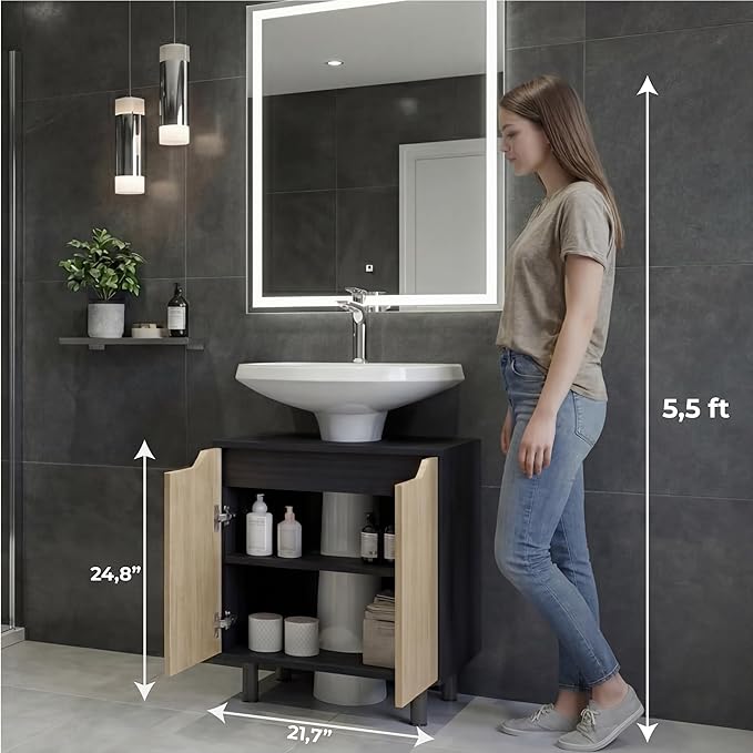 Black, Natural Oak
