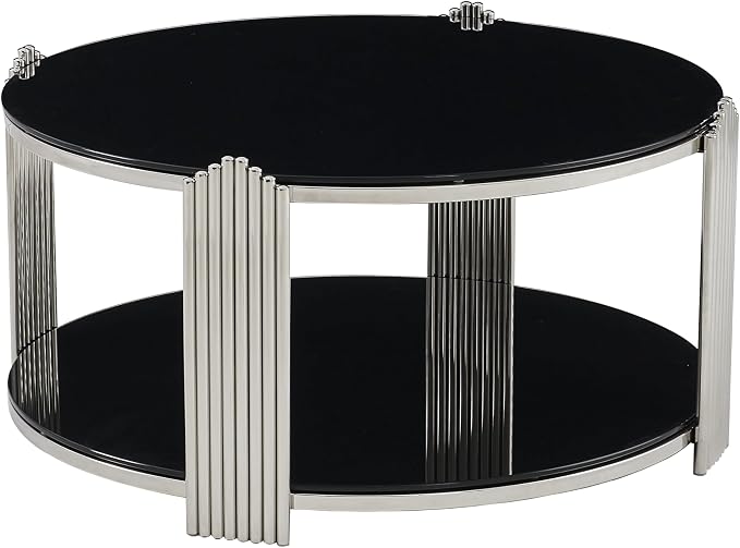 Black & Silver Round Coffee Table