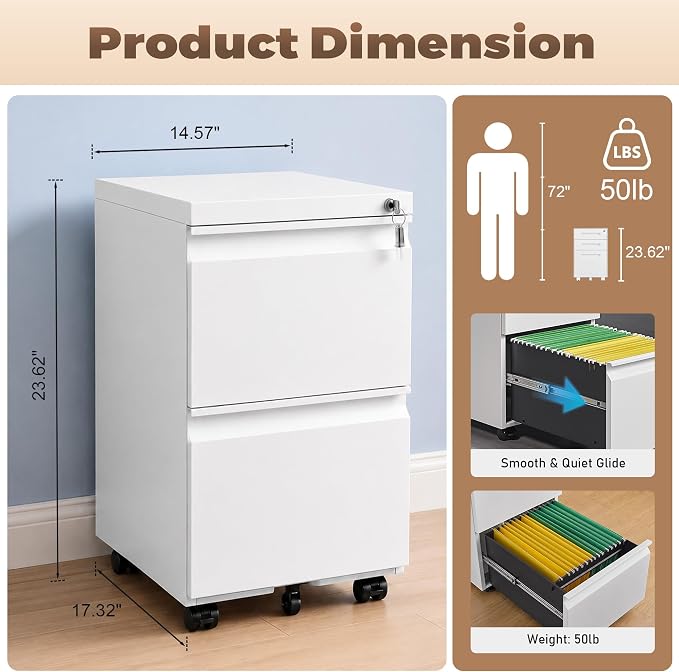 Matte-white 2-drawer Mobile