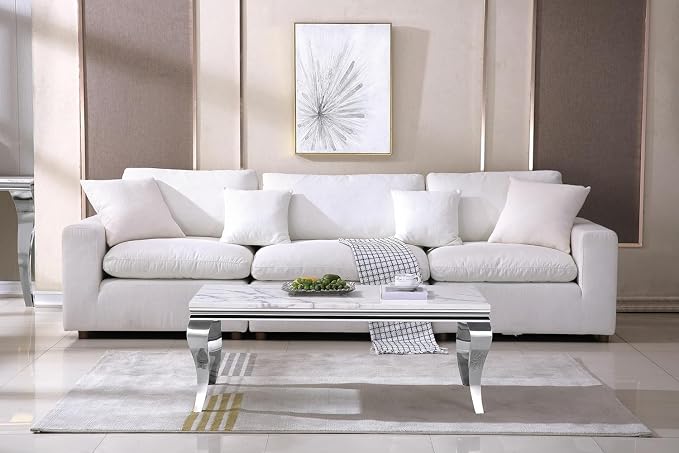 Coffee Table - White Silver Base