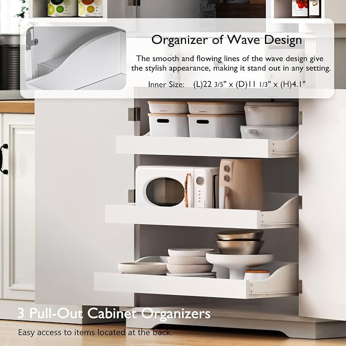 White (With 3 Pull Out Shelves）