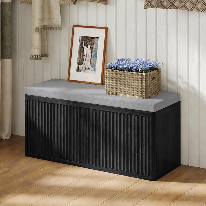2 Door Shoe Bench-black