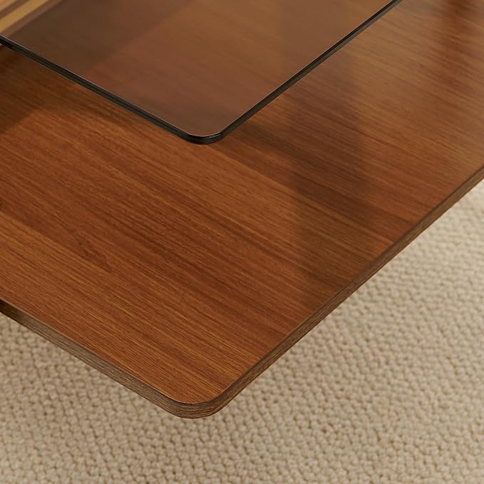 Brown Glass & Walnut Wood