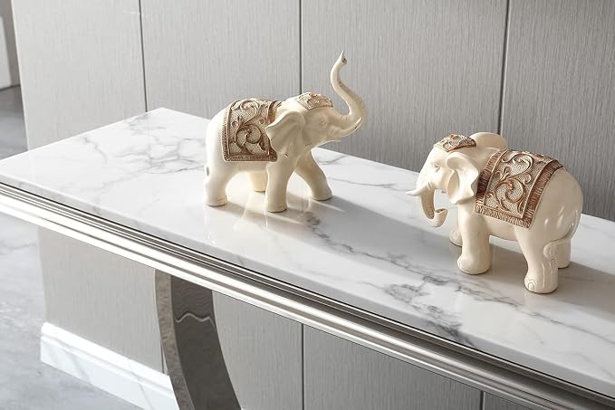 Console Table - White Silver Base