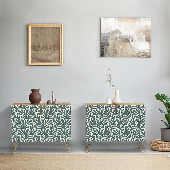 Green Mid-century Flower Landscape Patterns