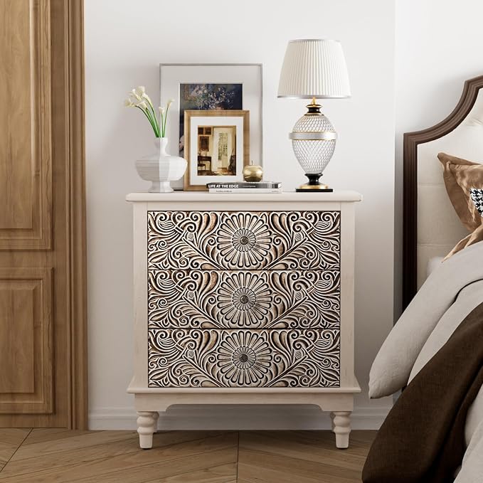 Wood Color-carved-3 Drawers