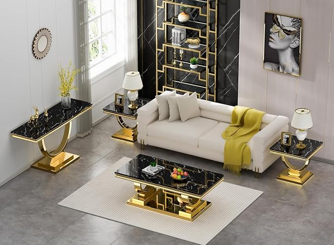 Console Table - Black Gold Base