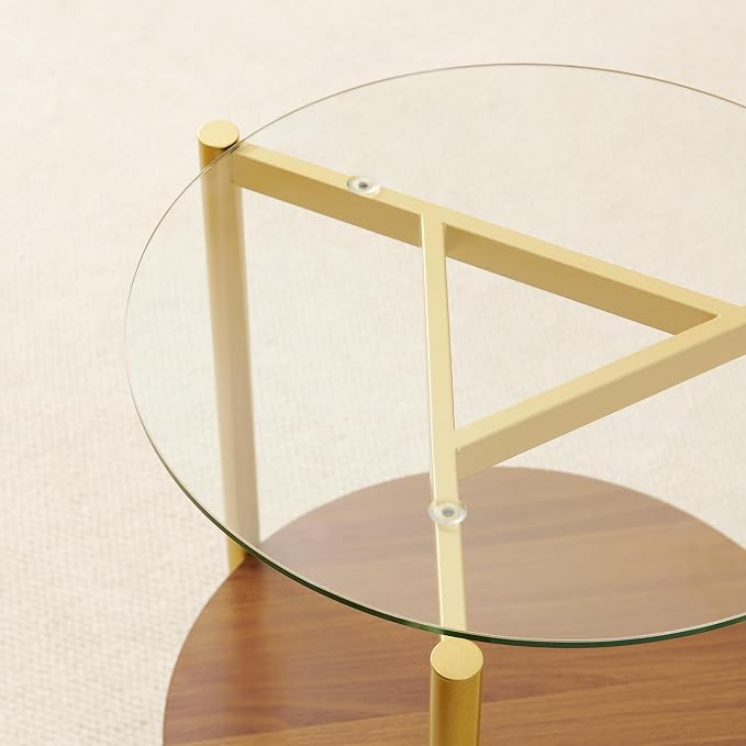 Clear Glass & Walnut Wood