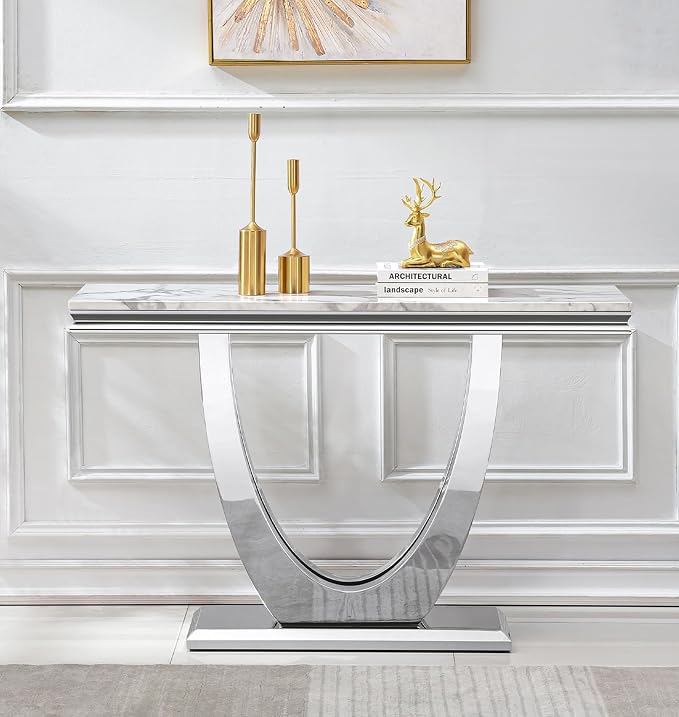 White & Silver Console Table