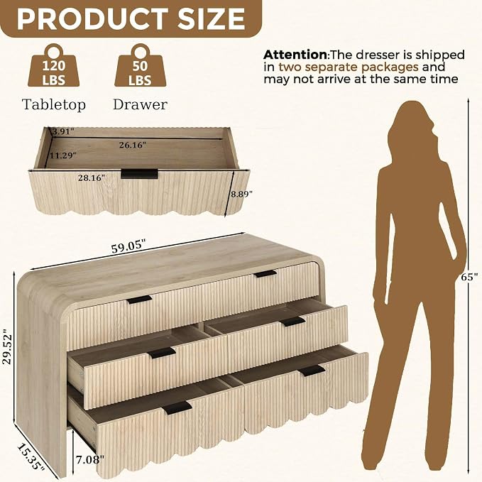 Beige-6 Drawer-dresser