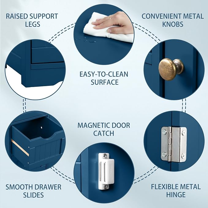 Navy Blue-4 Drawers & 1 Door