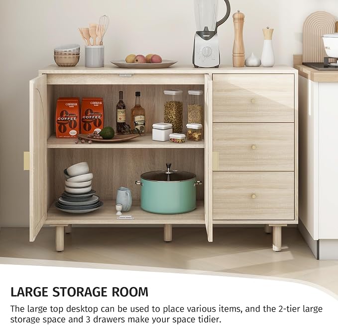 Wood Color-2 Door 3 Drawer