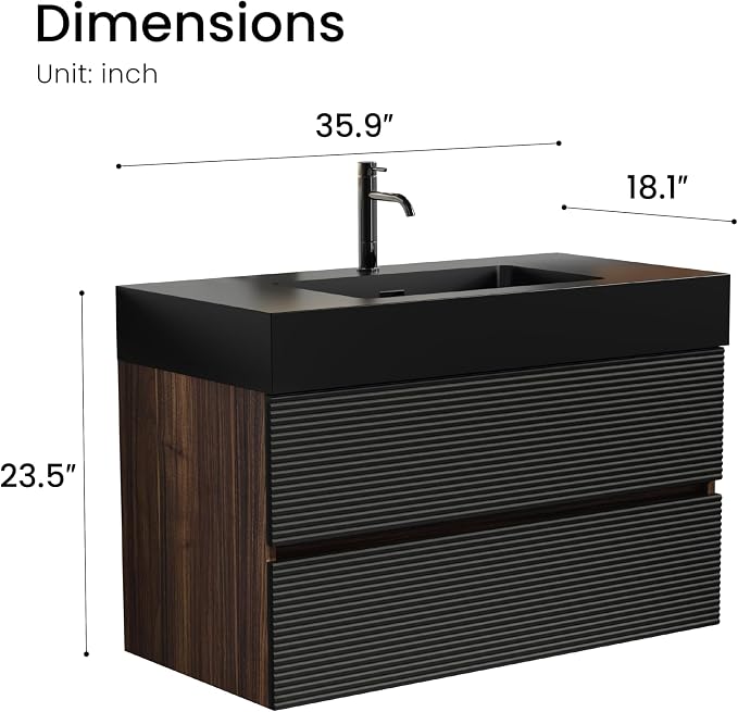 Walnut+black / Black High-rim Sink