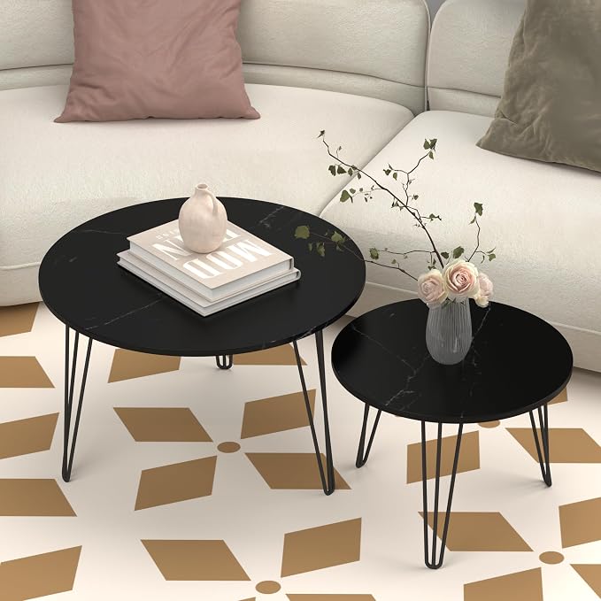 Black + Wood+metal + Round