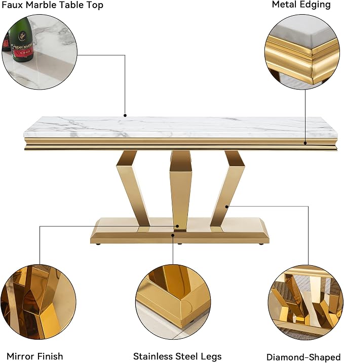 White Golden Coffee Table