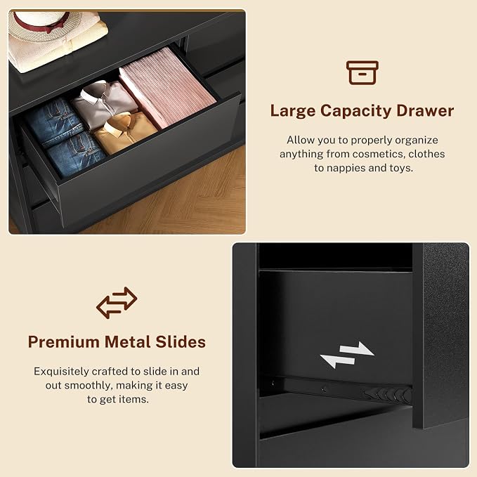 Black, 9 Drawers