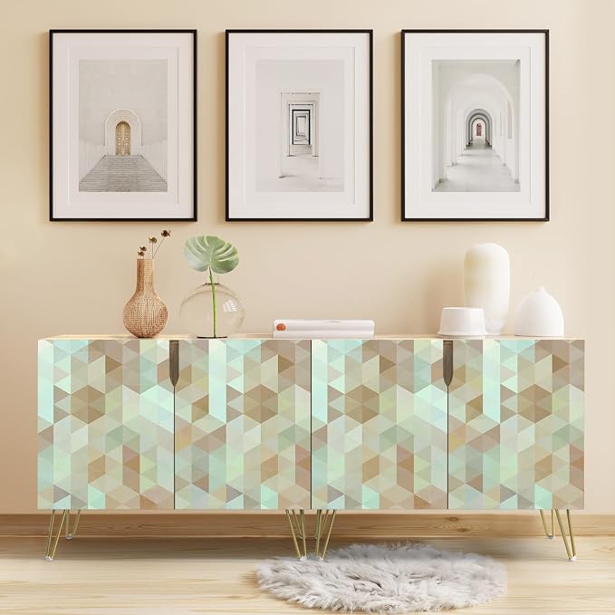 Teal & Brown Mid-century Polygons