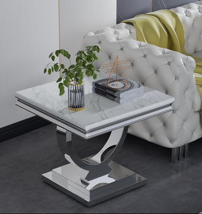 Style1:end Table-white &Silver
