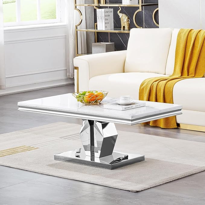 Coffee Table - White Silver Base