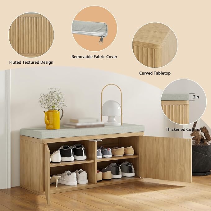 2 Door Shoe Bench-light Oak