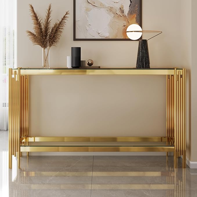 Console Table-clear & Gold