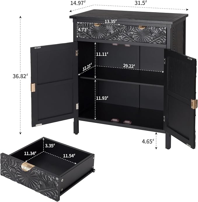 Black 2 Door 2 Drawer