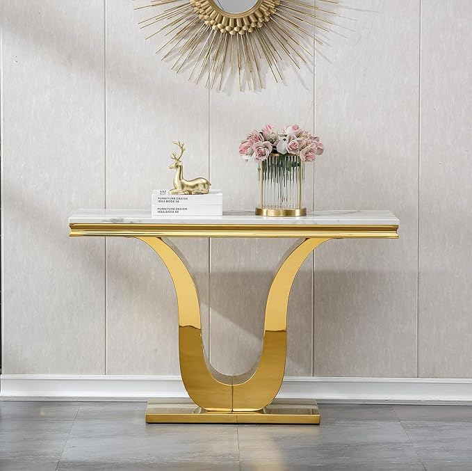 Console Table - White Gold Base