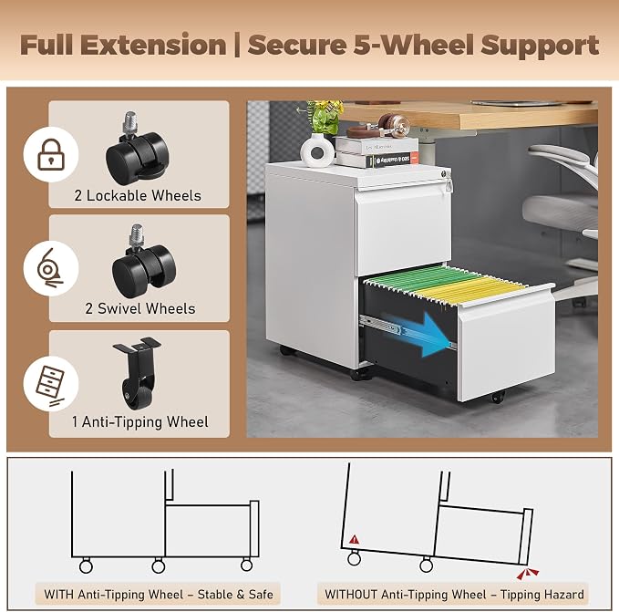Matte-white 2-drawer Mobile