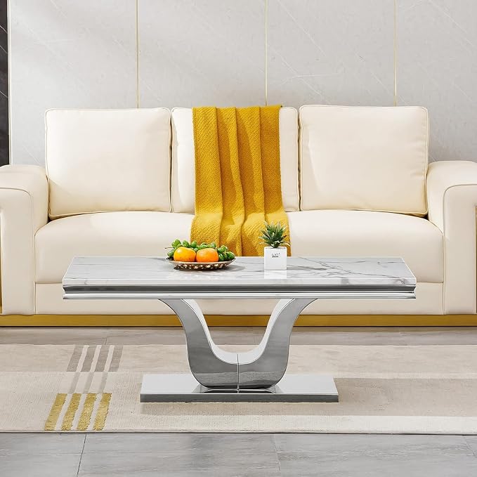 Coffee Table - White Silver Base