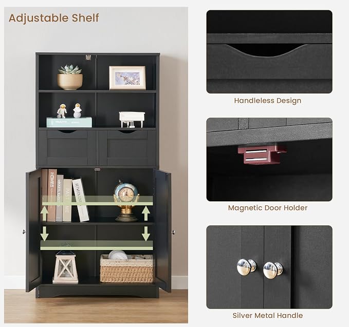 Black, 2 Drawers