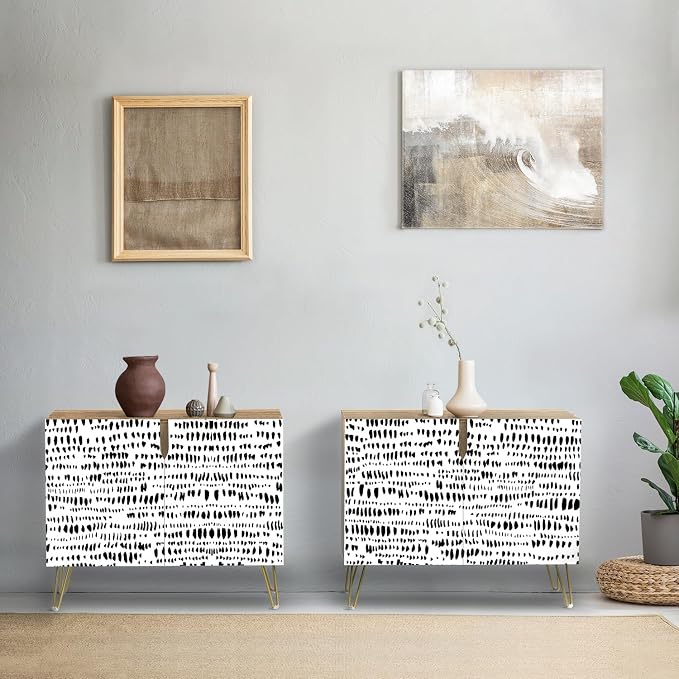 Black & White Line Art Paint Strokes Patterns