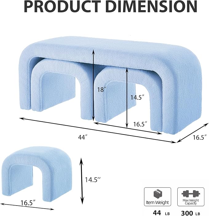 Light Blue 44''w 3-piece
