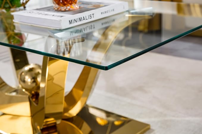Gold Coffee Table - Floral Shape Base