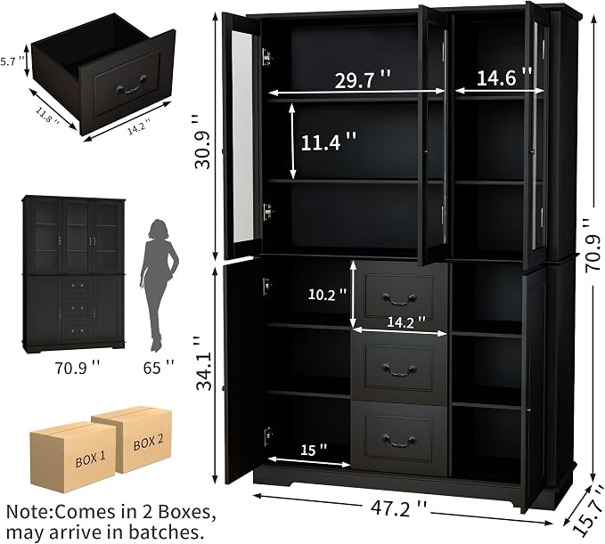 Black 5 Doors & 3 Drawers