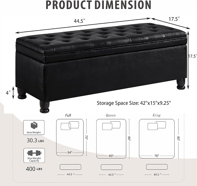 Black Faux Leather 44.5''