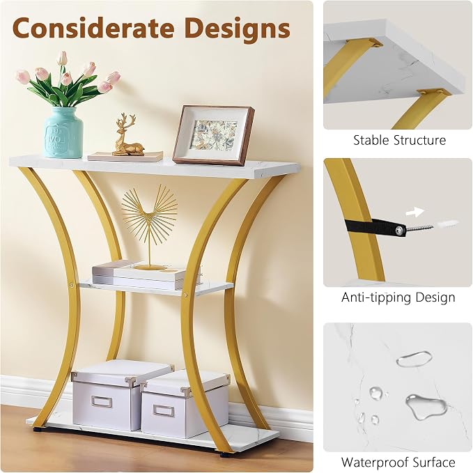 Gold+white Marbled
