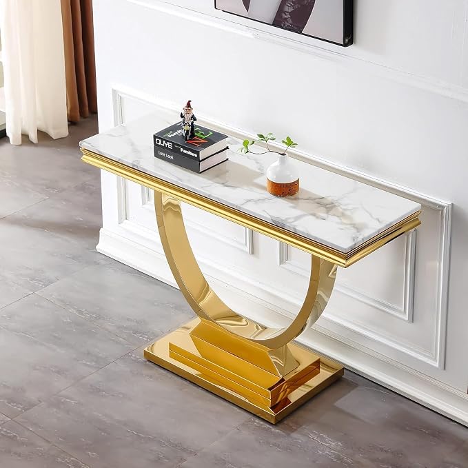 Console Table - White Gold Base