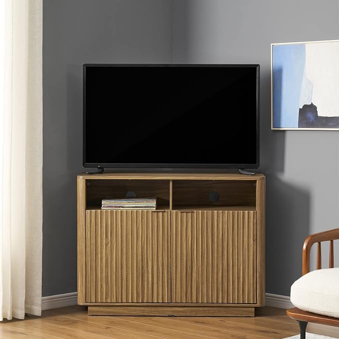 Walnut Corner Fluted Cabinet