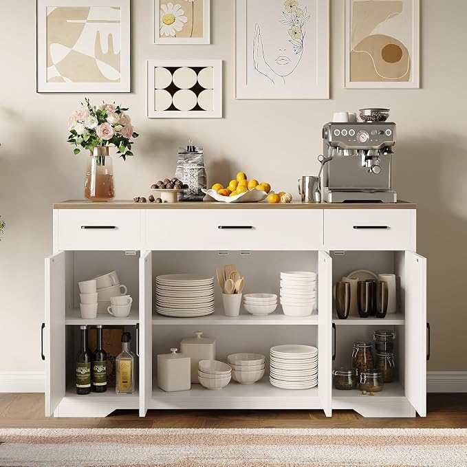 White Cabinet With Wood Tabletop