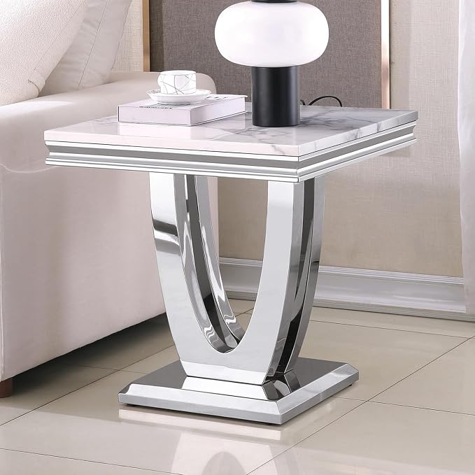 White & Silver - End Table