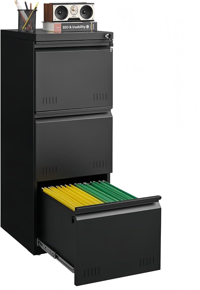 Matte-black 3-drawer Vertical
