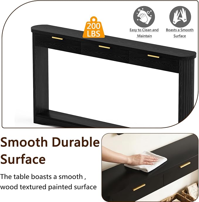 Black With 3 Drawers