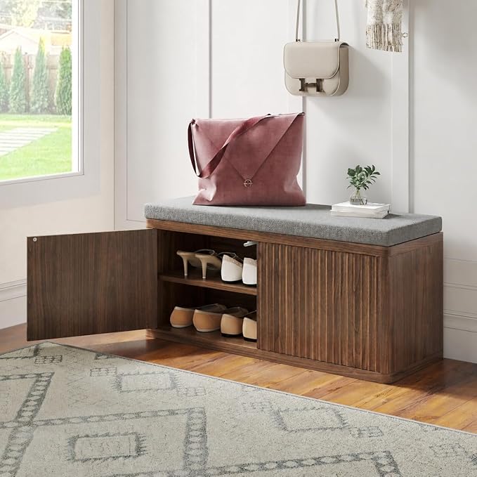 2 Door Shoe Bench-walnut