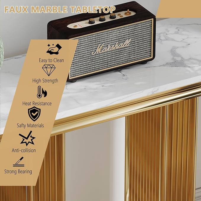 White Golden Console Table