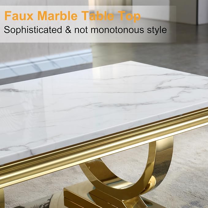 Coffee Table-white Top &Gold Base